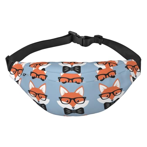 Niedliche Cartoon Füchse Gesichter Muster Gürteltasche für Männer Modische Crossbody Fanny Pack für Frauen Hüfttasche mit verstellbarem Riemen, mehrfarbig, Einheitsgröße, Kuriertasche von ELMAIN