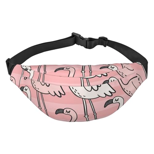 Niedliche Flamingo-Umhängetasche, Bauchtasche für Damen und Herren, modische Gürteltasche zum Wandern, Laufen, Reisen, mehrfarbig, Einheitsgröße, Kuriertasche von ELMAIN