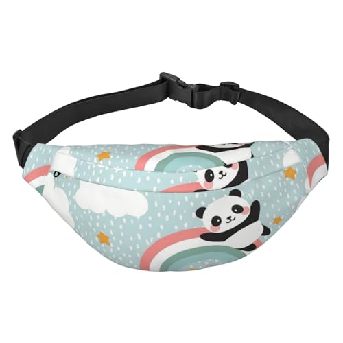 Niedliche Pandas mit Regenbogen Bauchtasche Crossbody Taschen für Männer Frauen Gürteltasche Hüfttasche Tasche für Laufen Wandern Sport, mehrfarbig, Einheitsgröße, Kuriertasche von ELMAIN