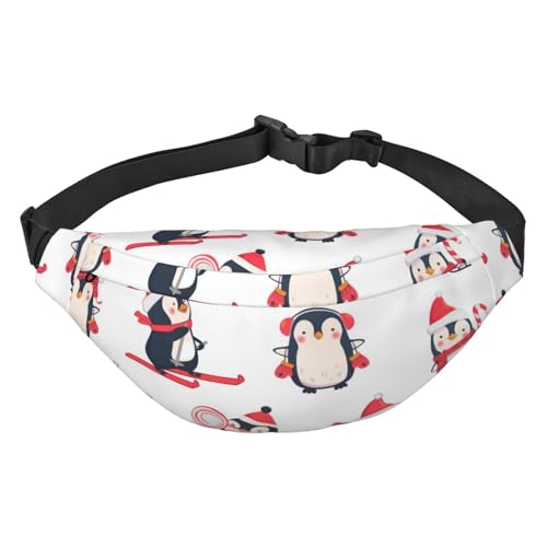 Niedliche Pinguine Cartoon Tier Sport im Winter Gürteltasche für Männer Modische Crossbody Fanny Pack für Frauen Hüfttasche mit verstellbarem Riemen, mehrfarbig, Einheitsgröße, Kuriertasche von ELMAIN