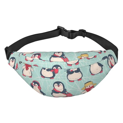 Niedliche Pinguine Winter Aktivität Gürteltasche für Männer Modische Crossbody Fanny Pack für Frauen Hüfttasche mit verstellbarem Riemen, mehrfarbig, Einheitsgröße, Kuriertasche von ELMAIN