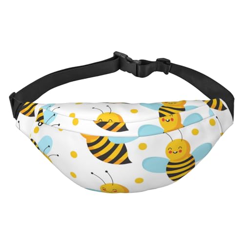 Niedliche fliegende Bienen Muster Taille Pack zum Laufen Fanny Pack für Damen und Herren Crossbody Gürteltasche Bauchtasche, mehrfarbig, Einheitsgröße, Kuriertasche von ELMAIN