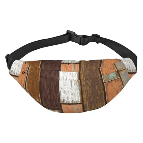 Old Wooden Waist Pack for Running Fanny Pack for Women and Men Crossbody Belt Bag Bum Bag, mehrfarbig, Einheitsgröße, Kuriertasche von ELMAIN