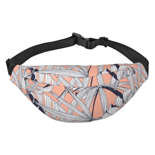 Palm Leaves Pattern Crossbody Fanny Pack for Women Men Fashion Waist Pack Belt Bag for Hiking Running Travel, mehrfarbig, Einheitsgröße, Kuriertasche von ELMAIN