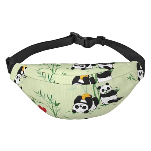 Pandas und Bambuspflanzen Crossbody Bauchtasche für Damen Herren Mode Hüfttasche Gürteltasche für Wandern Laufen Reisen, mehrfarbig, Einheitsgröße, Kuriertasche von ELMAIN