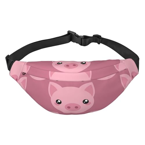 Pink Pig Face Crossbody Fanny Pack für Damen Herren Mode Hüfttasche Gürteltasche für Wandern Laufen Reisen, mehrfarbig, Einheitsgröße, Kuriertasche von ELMAIN