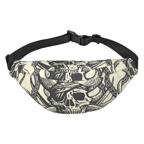 Piratenschädel mit Tentakeln von Octopus Hüfttasche zum Laufen Bauchtasche für Damen und Herren Crossbody Gürteltasche Bauchtasche, mehrfarbig, Einheitsgröße, Kuriertasche von ELMAIN