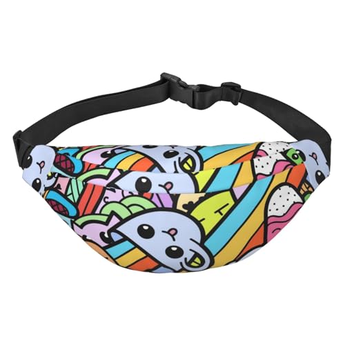 Rainbow Cups Lustige Doodle Monsters Hüfttasche zum Laufen Bauchtasche für Damen und Herren Crossbody Gürteltasche Bauchtasche, mehrfarbig, Einheitsgröße, Kuriertasche von ELMAIN