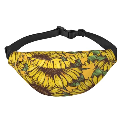 Retro Sonnenblumen Muster Taille Gürtel Tasche für Damen Herren Fanny Pack Crossbody Tasche für Reisen Laufen Gürteltasche Bauchtasche, mehrfarbig, Einheitsgröße, Kuriertasche von ELMAIN