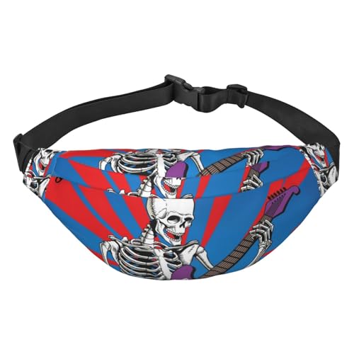 Skeleton Rock Guitar Player Jumps Waist Pack for Running Fanny Pack for Women and Men Crossbody Belt Bag Bum Bag, mehrfarbig, Einheitsgröße, Kuriertasche von ELMAIN