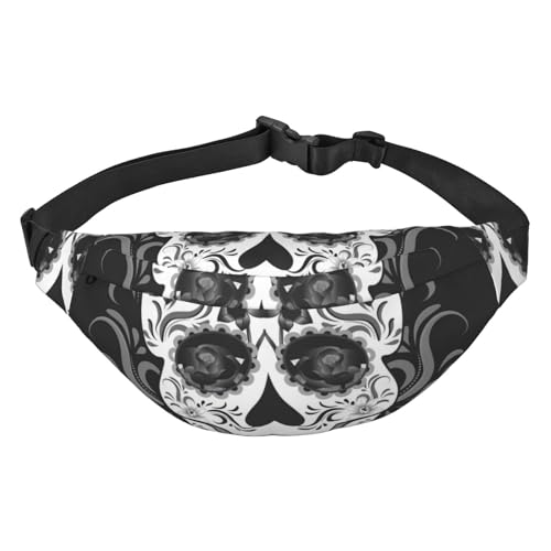 Skull Head Day of The Dead Mexikanisches Festival Crossbody Bauchtasche für Damen Herren Mode Gürteltasche für Wandern Laufen Reisen, mehrfarbig, Einheitsgröße, Kuriertasche von ELMAIN