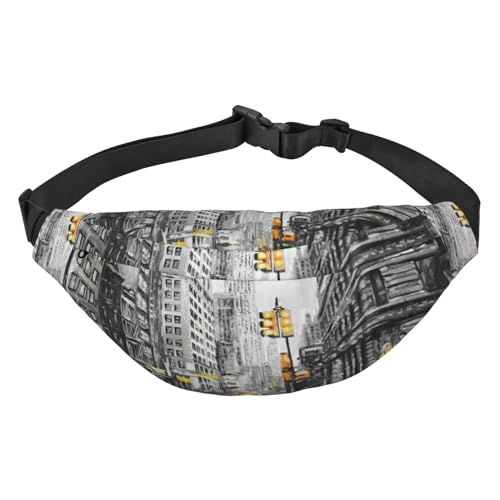 Street View of New York American City Hüfttasche zum Laufen Bauchtasche für Damen und Herren Crossbody Gürteltasche Bauchtasche, mehrfarbig, Einheitsgröße, Kuriertasche von ELMAIN