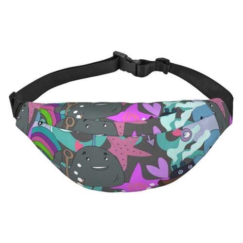 Süße Fischmuster Gürteltasche für Männer Modische Crossbody Fanny Pack für Frauen Hüfttasche mit verstellbarem Riemen, mehrfarbig, Einheitsgröße, Kuriertasche von ELMAIN