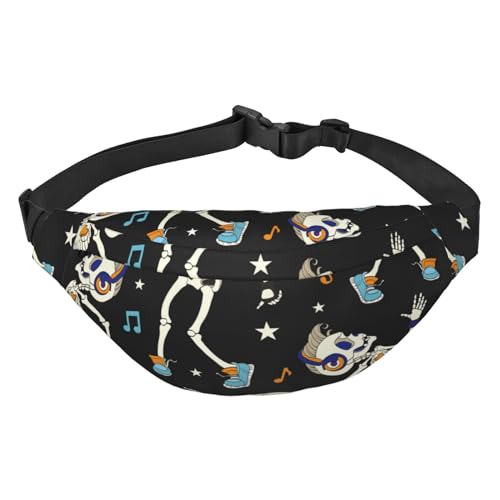 Tanzende Skelette Party Muster Fanny Pack Crossbody Taschen für Männer Frauen Gürteltasche Hüfttasche Tasche für Laufen Wandern Sport, mehrfarbig, Einheitsgröße, Kuriertasche von ELMAIN