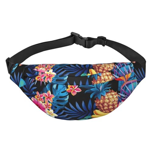 Tropische Früchte Palmblätter und Blumen Muster Taille Gürtel Tasche für Damen Herren Fanny Pack Crossbody Tasche für Reisen Laufen Gürteltasche Bauchtasche, mehrfarbig, Einheitsgröße, Kuriertasche von ELMAIN