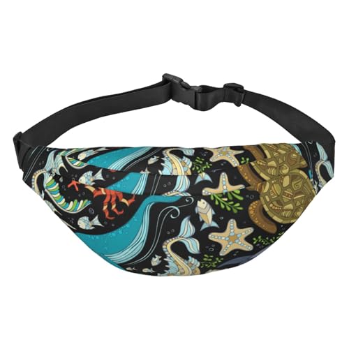 Underwater Animals Octopus Wal Delphin Turtle Waist Pack for Running Fanny Pack for Women and Men Crossbody Belt Bag Bum Bag, mehrfarbig, Einheitsgröße, Kuriertasche von ELMAIN