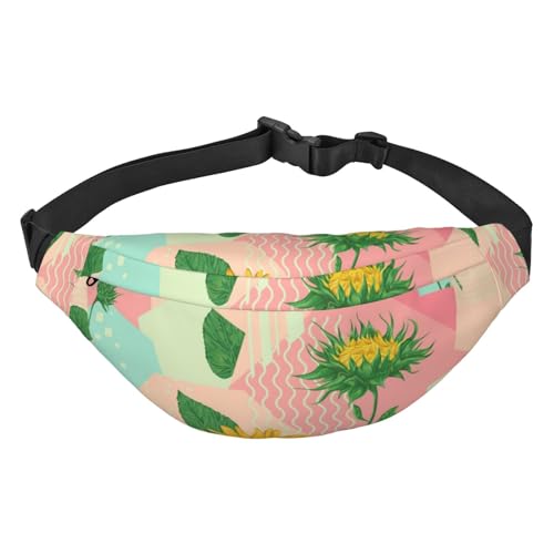 Vintage Sonnenblumen und geometrische Element Gürteltasche für Männer Modische Crossbody Fanny Pack für Frauen Hüfttasche mit verstellbarem Riemen, mehrfarbig, Einheitsgröße, Kuriertasche von ELMAIN