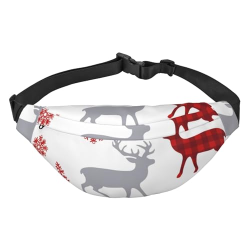 Weihnachten Hirsch Baum Schneeflocken Muster Taille Gürtel Tasche für Damen Herren Fanny Pack Crossbody Tasche für Reisen Laufen Gürteltasche Bauchtasche, mehrfarbig, Einheitsgröße, Kuriertasche von ELMAIN