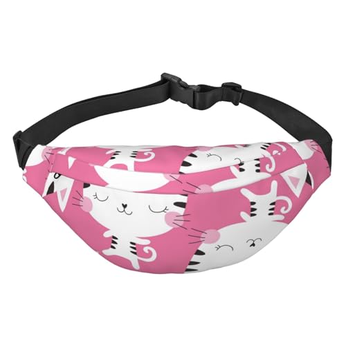 Weiße Katze Muster Gürteltasche für Männer Modische Crossbody Fanny Pack für Frauen Hüfttasche mit verstellbarem Gurt, mehrfarbig, Einheitsgröße, Kuriertasche von ELMAIN