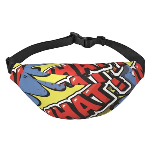 What Comic Explosion Pop Art Cartoon Style Waist Pack for Running Fanny Pack for Women and Men Crossbody Belt Bag Bum Bag, mehrfarbig, Einheitsgröße, Kuriertasche von ELMAIN