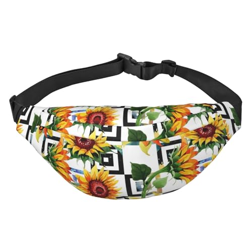 Wildflower Sonnenblume Rahmen Blumenmuster Hüfttasche zum Laufen Bauchtasche für Damen und Herren Crossbody Gürteltasche Bauchtasche, mehrfarbig, Einheitsgröße, Kuriertasche von ELMAIN