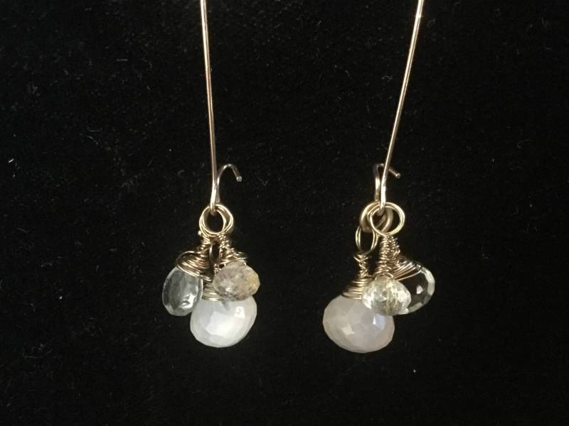 Draht Gewickelt Citrin, Mondstein & Quarz Ohrringe von ELMtreeTreasures