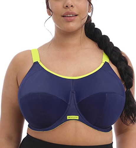 ELOMI Damen Energise Bra: High Impact Support. Non-Compression Design, Racerback Option. Uk k, Us Sizes D-o Sport-BH, Blickdicht, Navy, 90E von ELOMI