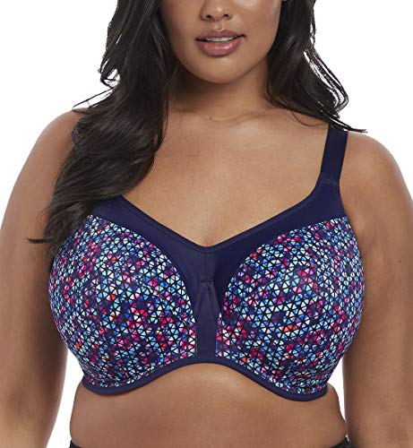 ELOMI Damen Energise Bügel Racerback-Umwandlung Sport-BH, Blickdicht, Navy Geo, 90GG von ELOMI