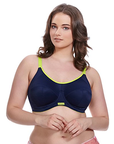 ELOMI Damen Plus Size Energise Underwire Bra Sport-BH, Navy, 100F von ELOMI