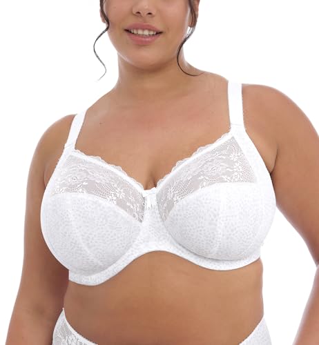 ELOMI Damen Women's Morgan Banded Bra: Comfort & Support. Three-Section Cup, Side Frame, Stretch Lace. Dd+ Bras Vollschalen BH, Weiss/opulenter Garten, 95H ELOMI Damen Women's Morgan Banded Bra: Comfort & Support. Three-Section Cup, Side Frame, Stretch Lace. Dd+ Bras Vollschalen BH, Weiss/opulenter Garten, 95H von ELOMI