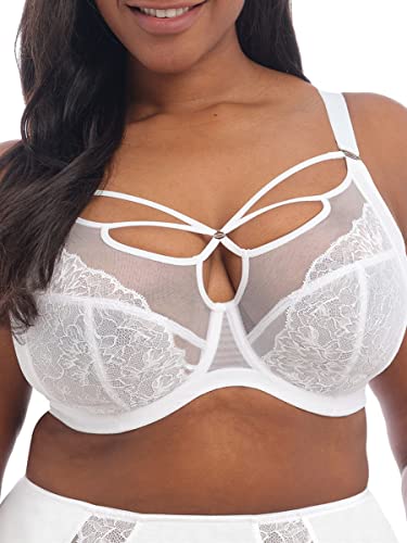 ELOMI Women's Plus Size Brianna Strappy Underwire Plunge Bra, White, 34GG von ELOMI