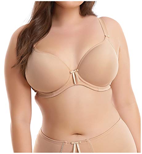 ELOMI Damen Plus Size Bijou Underwire Banded Molded Bra BH, Sand, 44FF von ELOMI