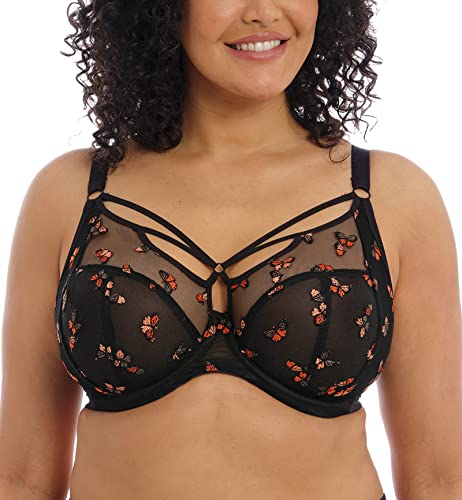 Elomi Sachi Strappy Underwire Plunge Bra BH für Damen, transparent, Schwarzer Schmetterling, 100H von ELOMI