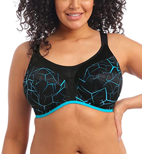 ELOMI Women's Plus Size Energise Underwire Sports Bra, Blue Lightning, 34GG von ELOMI