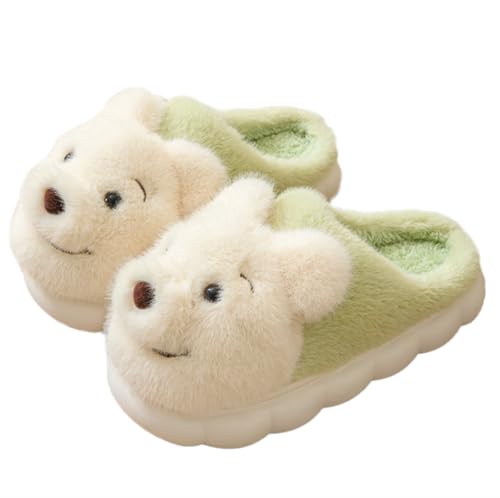 ELONEL Damen Süße Tier Bär Hausschuhe Weich und Bequem Herren Plüsch Home Slippers Warme Winter Indoor Hausschuhe, Grün , 6.5-7.5 Women/5.5-6 Men ELONEL Damen Süße Tier Bär Hausschuhe Weich und Bequem Herren Plüsch Home Slippers Warme Winter Indoor Hausschuhe, Grün , 6.5-7.5 Women/5.5-6 Men von ELONEL