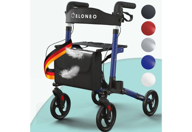 ELONEO Rollator leicht und faltbar mit Sitz, Gehhilfe 8-fach höhenverstellbar, Komfort-Sitz mit Stockhalter, Einkaufstasche & Rückengurt ELONEO Rollator leicht und faltbar mit Sitz, Gehhilfe 8-fach höhenverstellbar, Komfort-Sitz mit Stockhalter, Einkaufstasche & Rückengurt von ELONEO