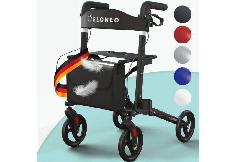 ELONEO Rollator leicht und faltbar mit Sitz, Gehhilfe 8-fach höhenverstellbar, Komfort-Sitz mit Stockhalter, Einkaufstasche & Rückengurt ELONEO Rollator leicht und faltbar mit Sitz, Gehhilfe 8-fach höhenverstellbar, Komfort-Sitz mit Stockhalter, Einkaufstasche & Rückengurt von ELONEO