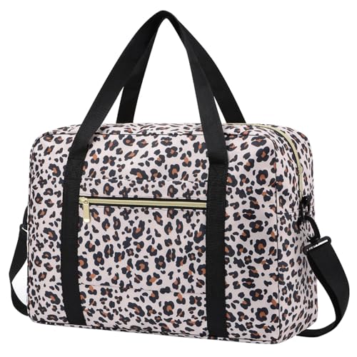 Sporttasche für Damen, Reisetasche, Tragetasche, Wochenendtasche, für Spirit Airlines persönliche Gegenstände, Tasche, 45,7 x 35,6 x 20,2 cm, faltbares Handgepäck für Frauen, Leopardenmuster mit von ELONGRIVER