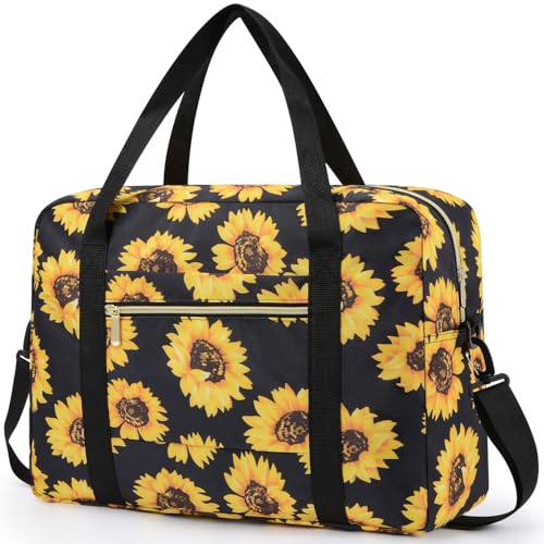 Sporttasche für Damen, Reisetasche, Tragetasche, Wochenendtasche, für Spirit Airlines persönliche Gegenstände, Tasche, 45,7 x 35,6 x 20,2 cm, faltbares Handgepäck für Frauen, Sonnenblume mit von ELONGRIVER