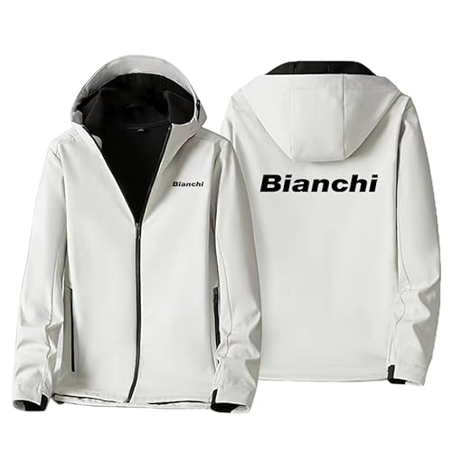 ELROAL Bia.n_chi Herren-Softshelljacke, wasserdicht, mit Kapuze, einfarbig, Fleece, Cardigan, Reißverschluss, Mantel, White1, Large von ELROAL