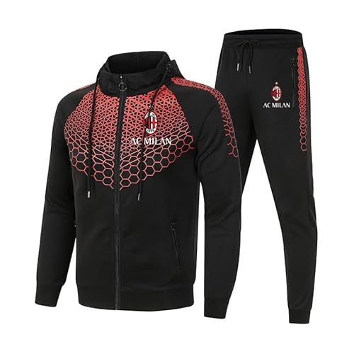 ELROAL Herren und Damen Trainingsanzug Set Jogginganzug Milǎň 2-teiliger Streifen Kapuzenpullover + Hose Sportanzug Voll/A/XL von ELROAL