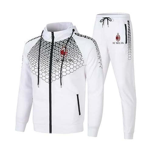 ELROAL Herren und Damen Trainingsanzug Set Jogginganzug Milǎň 2-teiliger Streifen Kapuzenpullover + Hose Sportanzug Voll/E/M von ELROAL