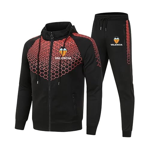 ELROAL Herren und Damen Trainingsanzug Set Jogginganzug Vǎ-lēňciā fc 2-teiliger Streifen Kapuzenpullover + Hose Sportanzug Männer/A/M von ELROAL