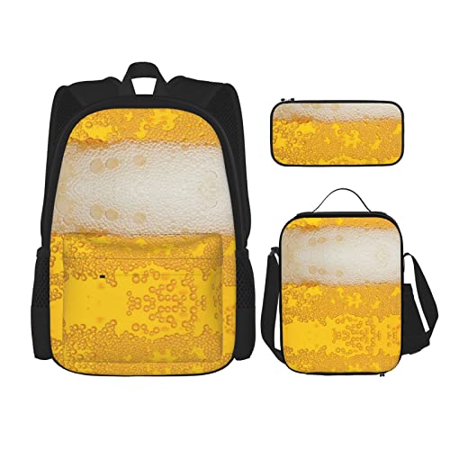 ELRoal Taschenrucksack, Bierschaumdruck, Crossbody-Lunch-Tasche, Federmäppchen-Set, multifunktional, tragbar, Lern- und Bürotasche, Schwarz , Einheitsgröße von ELRoal