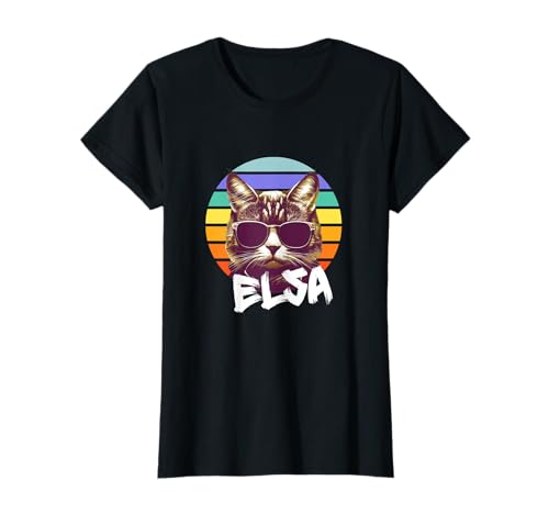 ELSA - Schöner Mädchen Name mit lustiger Katze T-Shirt von ELSA Tochter Enkel Geburtstag Geschenkideen