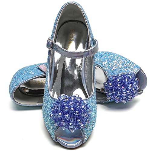 ELSA & ANNA Prinzessin Schuhe Mädchen - Glitzer Schuhe Mit 3 Cm Hohem Absatz - Für Elsa Kleid, Partys, Fasching, Karneval - High Heels Für Kinder (BLU23) von ELSA & ANNA
