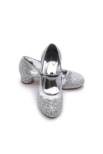 ELSA & ANNA Prinzessin Schuhe Mädchen – Prinzessin Schuhe mit 3 cm hohem Absatz – Glitzer Schuhe Mädchen – Schuhe für ELSA Kleid für Partys, Fasching, Karneval – (SIL12-SH) von ELSA & ANNA