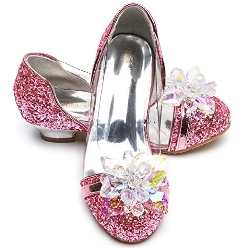 ELSA & ANNA Prinzessin Schuhe Mädchen – Prinzessin Schuhe mit 3 cm hohem Absatz – Glitzer Schuhe Mädchen – Schuhe für Elsa Kleid für Partys, Fasching, Karneval – (PNK16-SH) von ELSA & ANNA