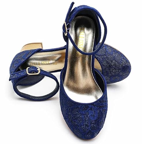 ELSA & ANNA Prinzessin Schuhe Mädchen – Prinzessin Schuhe mit 3 cm hohem Absatz – Glitzer Schuhe Mädchen – Schuhe für Elsa Kleid für Partys, Fasching, Karneval – High Heels für Kinder​​ (BLU2101) von ELSA & ANNA