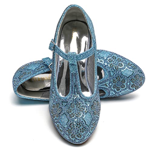 ELSA & ANNA Prinzessin Schuhe Mädchen - 3 cm Hoher Absatz - Glitzer High Heels für Kinder - Für Elsa Kleid, Partys, Fasching, Karneval (BLU22) von ELSA & ANNA